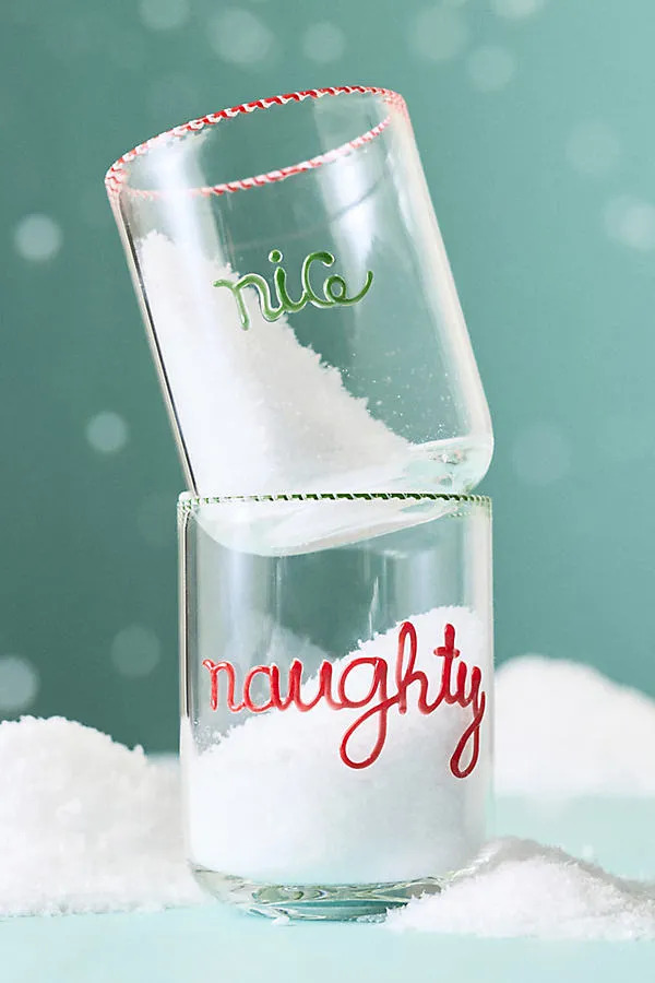 Love Notes Naughty/Nice Juice Glass Set of 2 by Anthropologie