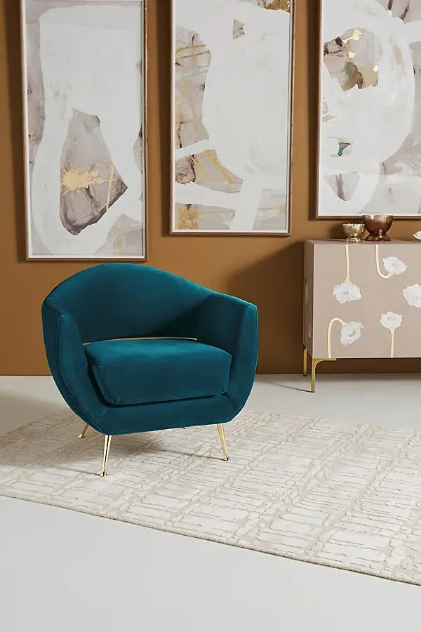 Lucca Mid-Century Chair - Blue, Polyester/Cotton/Rayon product