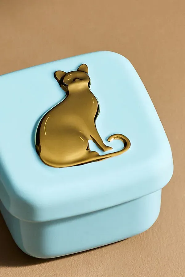 Lucie Cat Harvest Apple & Vanilla Ceramic Candle - Blue product