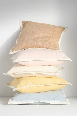 Lucy Linen Embroidered Cushion - Beige, Cotton/Linen product