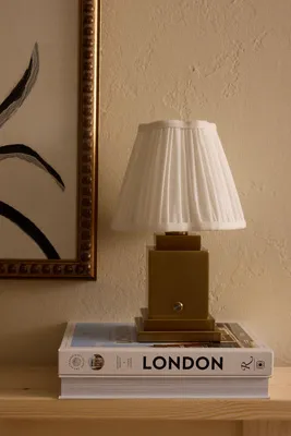 Ludlow Cordless Table Lamp - White, Linen product