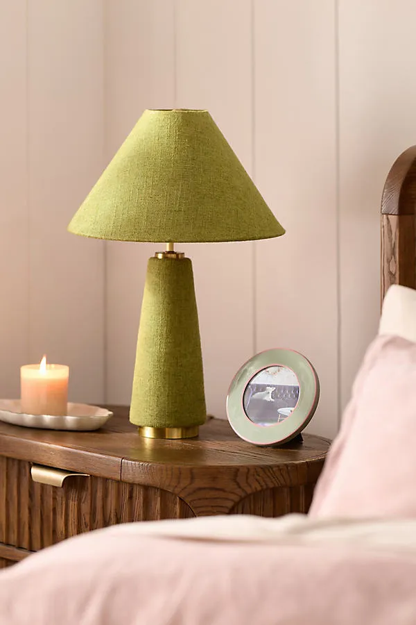 Lulu Linen Table Lamp - Green by Anthropologie