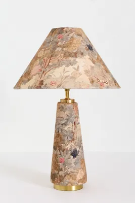 Lulu Printed Fabric Upholstered Empire Table Lamp - Brown, Cotton product