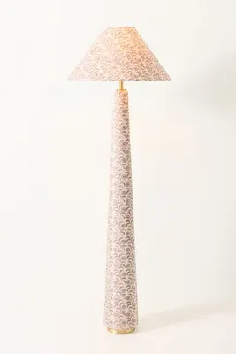 Lulu Printed Floor Lamp - Beige, Cotton/Linen product