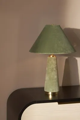 Lulu Velvet Table Lamp - Green, Cotton product