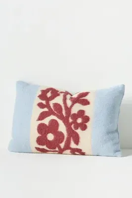 Lumi Wool Floral Pillow - Blue, Cotton Wool by Anthropologie, alternate view