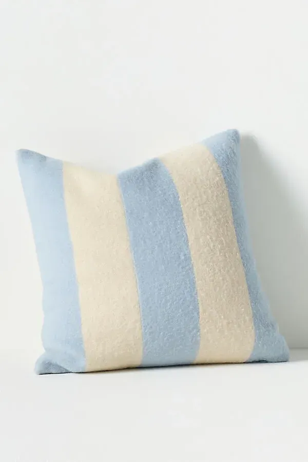 Lumi Wool Floral Pillow - Blue, Cotton Wool by Anthropologie