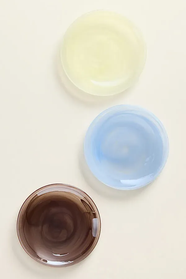 Luna Glass Swirled Canape Plates Set of 3 - Blue, Glass by Anthropologie