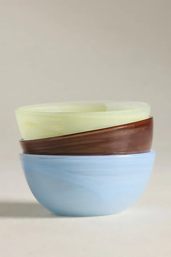 Luna Swirled Glass Nut Bowls Set of 3 - Blue, Glass by Anthropologie
