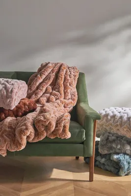 Luxe Faux Fur Throw Blanket - White, Polyester alternate view