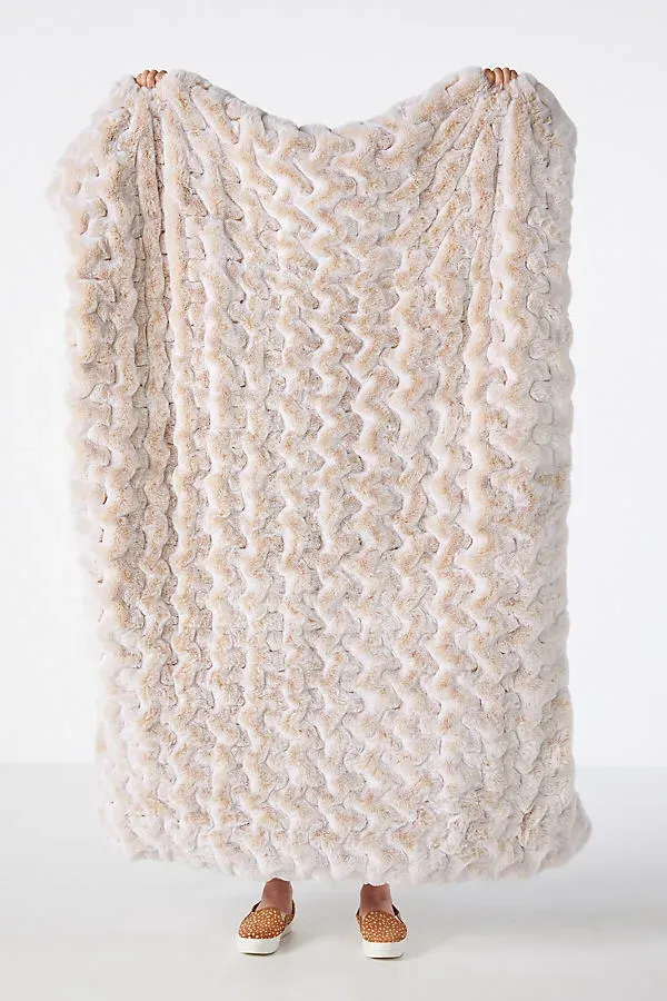 Luxe Faux Fur Throw Blanket - White, Polyester product