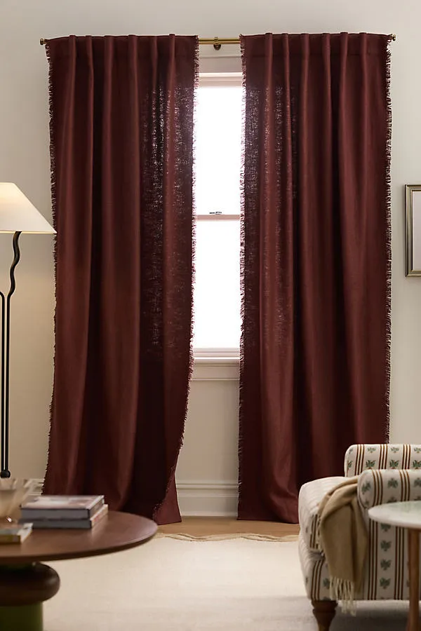 Luxe Linen Blend Curtain - Pink, Linen/Rayon by Anthropologie