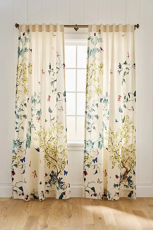 Lya Butterfly Garden Printed Curtain - Cotton, Linen product