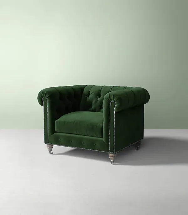 Lyre Chesterfield Chair with Nailhead Trim product