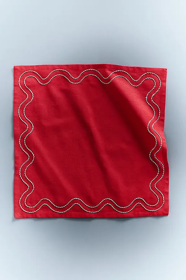 Madeline Embroidered Cotton Napkins Set of 2 by Anthropologie, image 2