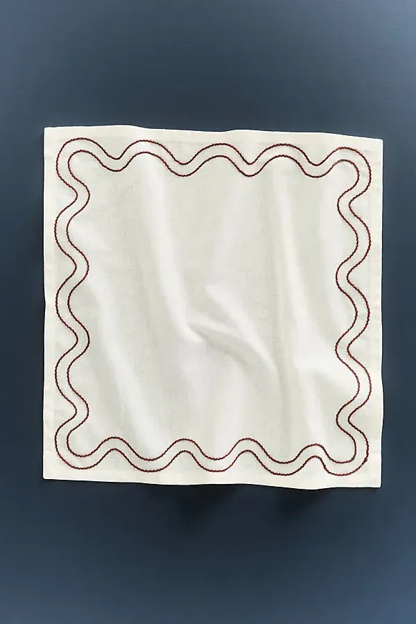 Madeline Embroidered Cotton Napkins Set of 2 - Ivory by Anthropologie, alternate view