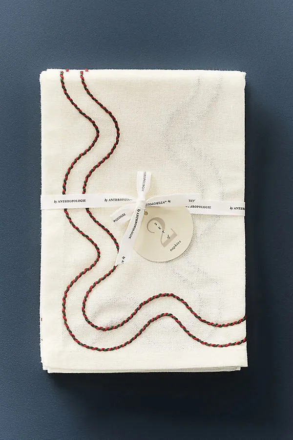 Madeline Embroidered Cotton Napkins Set of 2 - Ivory by Anthropologie