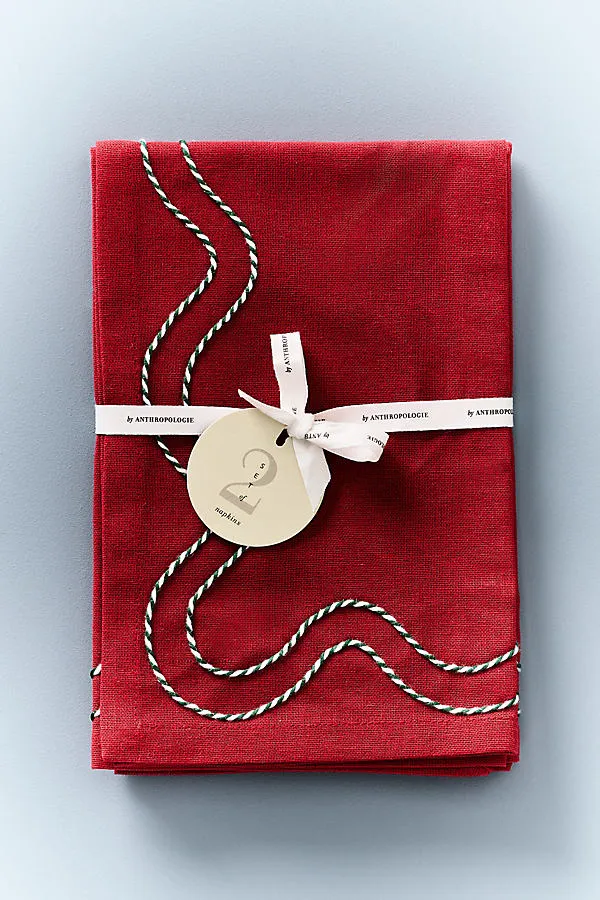 Madeline Embroidered Cotton Napkins Set of 2 by Anthropologie