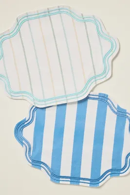 Madeline Embroidered Striped Placemat - Blue, Cotton product