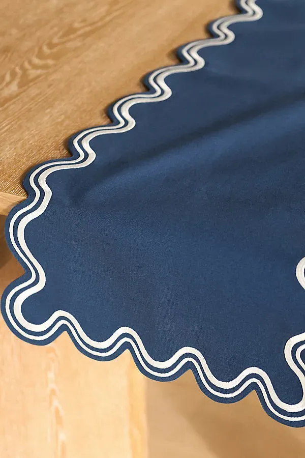 Madeline Embroidered Table Runner - Blue, Cotton product