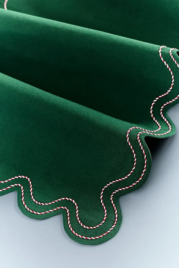 Madeline Embroidered Table Runner - Green, Cotton by Anthropologie, image 2