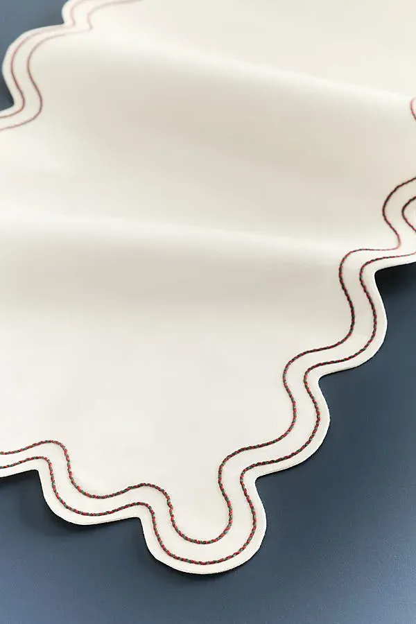 Madeline Embroidered Table Runner - Ivory, Cotton by Anthropologie, image 2