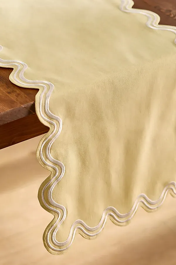 Madeline Embroidered Table Runner - Yellow, Cotton product