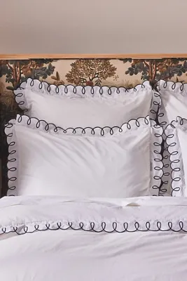 Maeve Looped Double Duvet Cover - Black, Organic Percale product