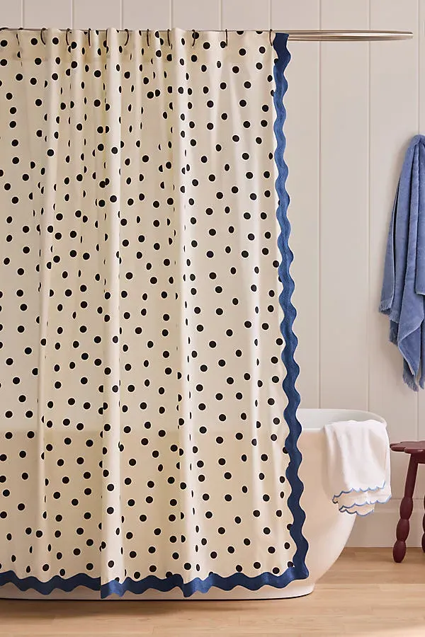 Maeve Polka Dot Scallop Shower Curtain - Cotton product