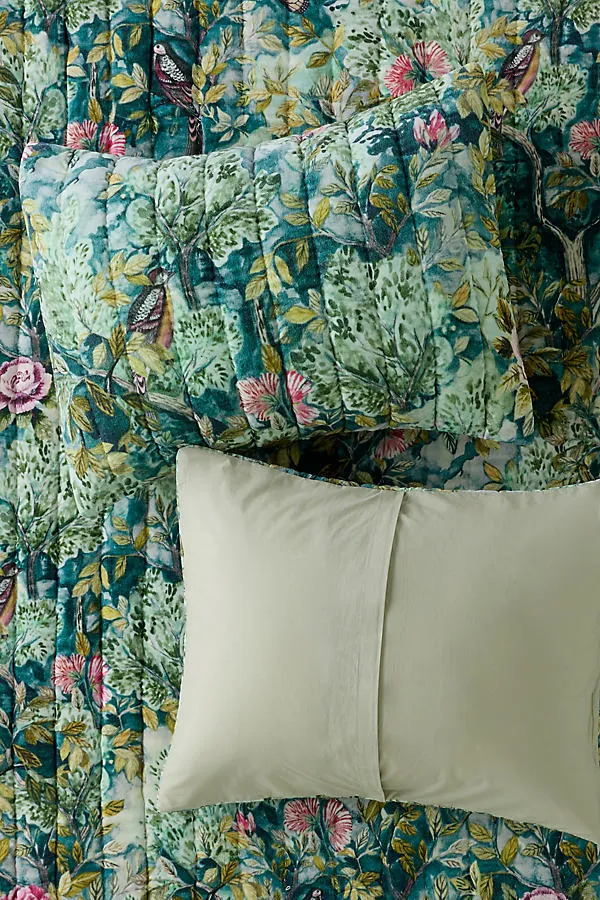 Maeve Queen Floral Pillow Shams Set of 2 - Green, Cotton Velvet product