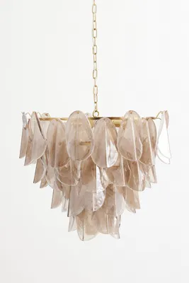 Magnolia Smoke & White Glass Chandelier - Grey, Brass by Anthropologie, alternate view