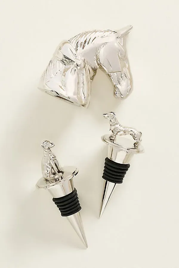 Maisie Dog Bottle Stopper - Silver, Metal product