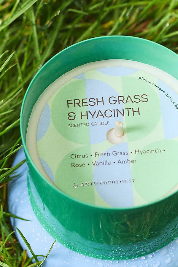 Maisie Floral Fresh Grass & Hyacinth Enamel Candle - Green product