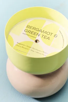 Maisie Fresh Bergamot & Green Tea Metal Candle - Yellow product
