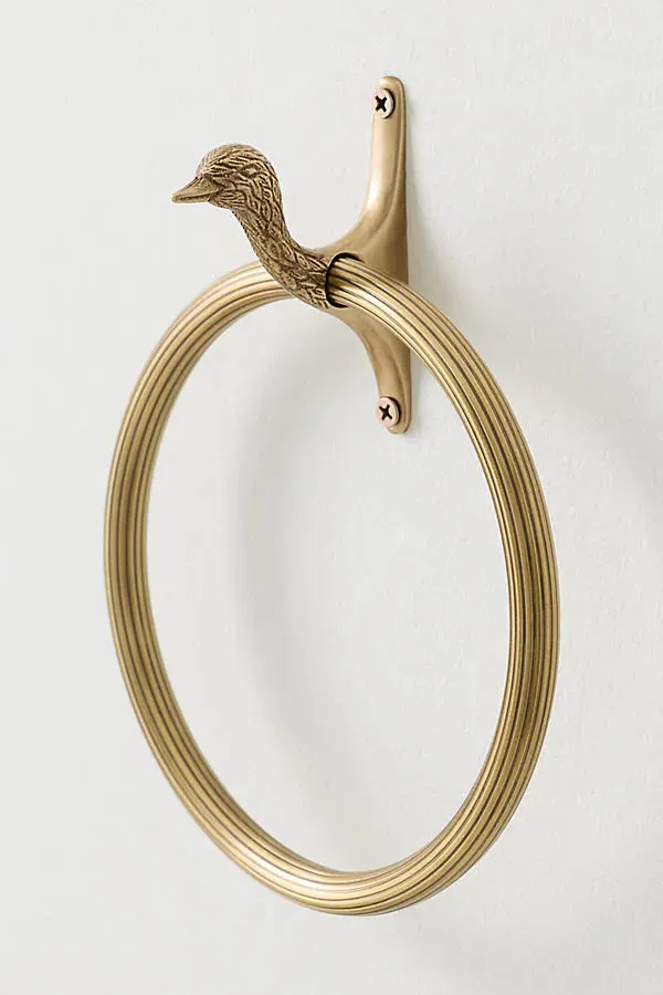Mallard Duck Brass Towel Ring - Gold by Anthropologie