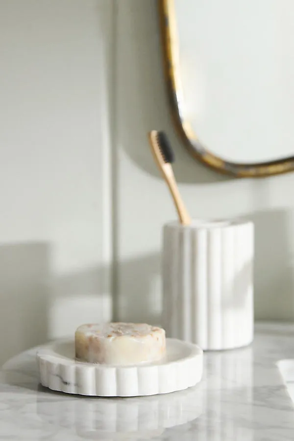 Malou Stone Bath Soap Dish - White, Marble product