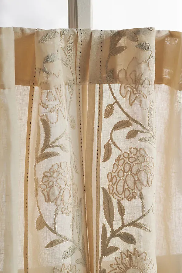 Manette Café Curtain Set of 2 - Beige, Cotton/Linen product
