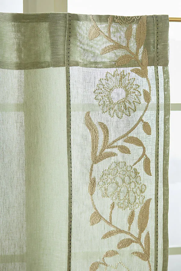 Manette Sheer Café Curtains Set of 2 - Green, Cotton Linen product