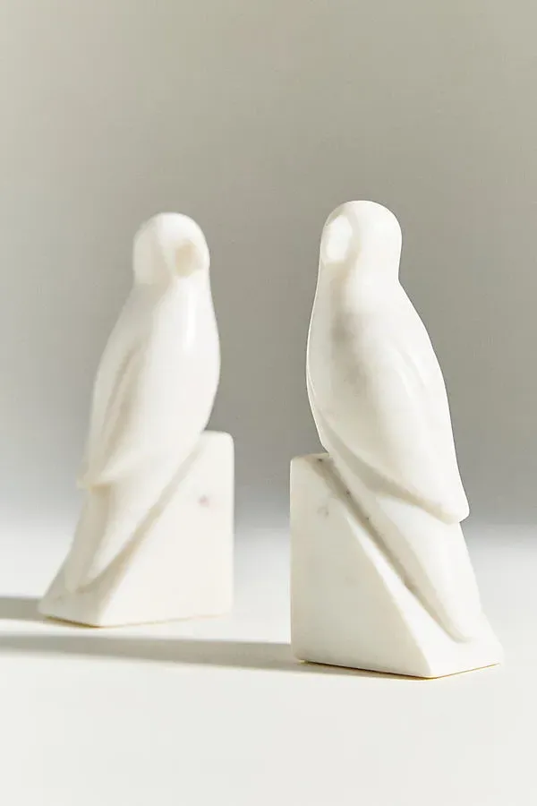 Marble Bird Bookends - White, Stoneware product