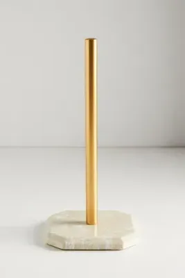 Marble Paper Towel Holder - Gold, Stainless Steel by Anthropologie, alternate view