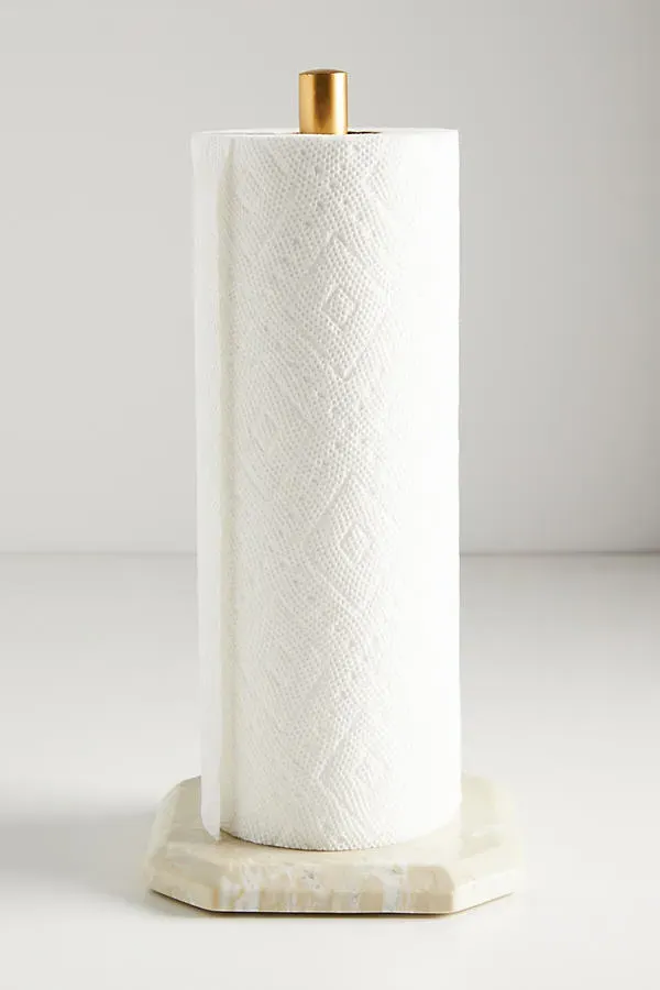 Marble Paper Towel Holder - Gold, Stainless Steel by Anthropologie