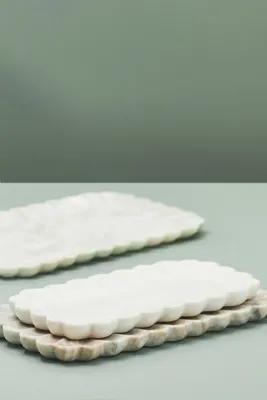Marble Scalloped Tray Medium - Beige, Marble by Anthropologie, image 2