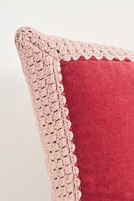 Margeux Crochet Velvet Pillow - Purple, Cotton product