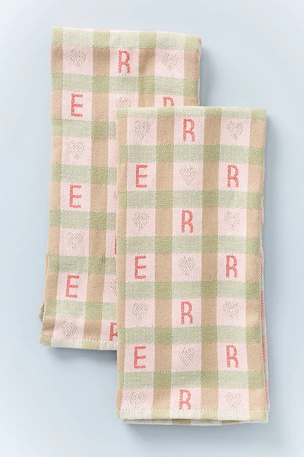 Margot Set of 2 Dish Towels - Green, Cotton Jacquard by Anthropologie