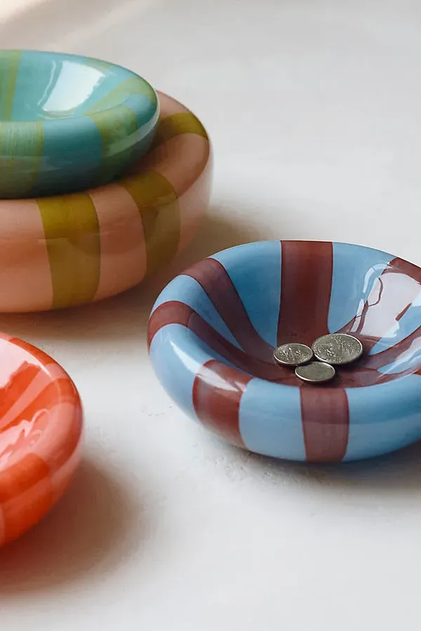 Margot Swirl Art Glass Trinket - Blue, Soda Lime Glass by Anthropologie