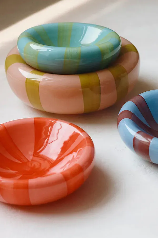 Margot Swirl Art Glass Trinket - Pink, Soda Lime Glass by Anthropologie