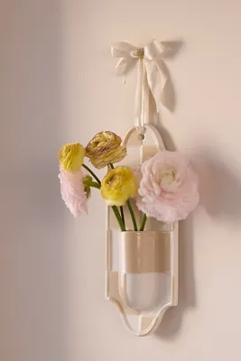 Mari Stoneware Wall Vase - Beige by Anthropologie, alternate view
