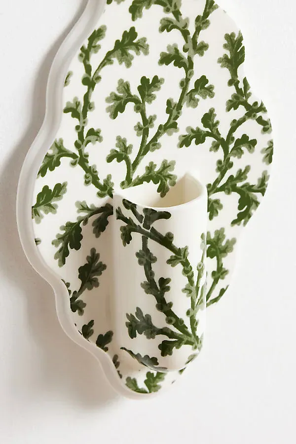 Mari Stoneware Wall Vase - Green by Anthropologie, alternate view