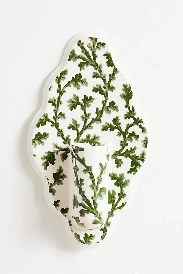 Mari Stoneware Wall Vase - Green by Anthropologie