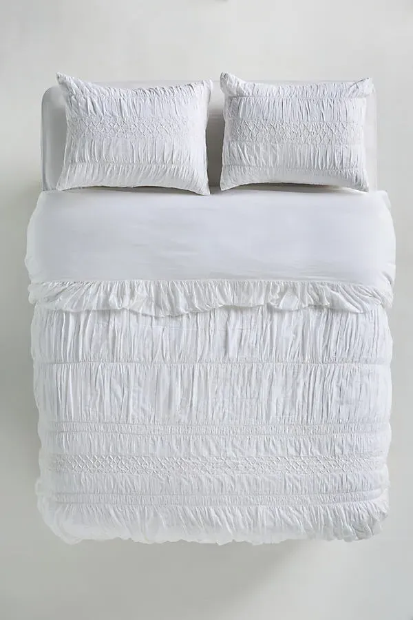 Mariella Pintuck Duvet Cover - White, Cotton product